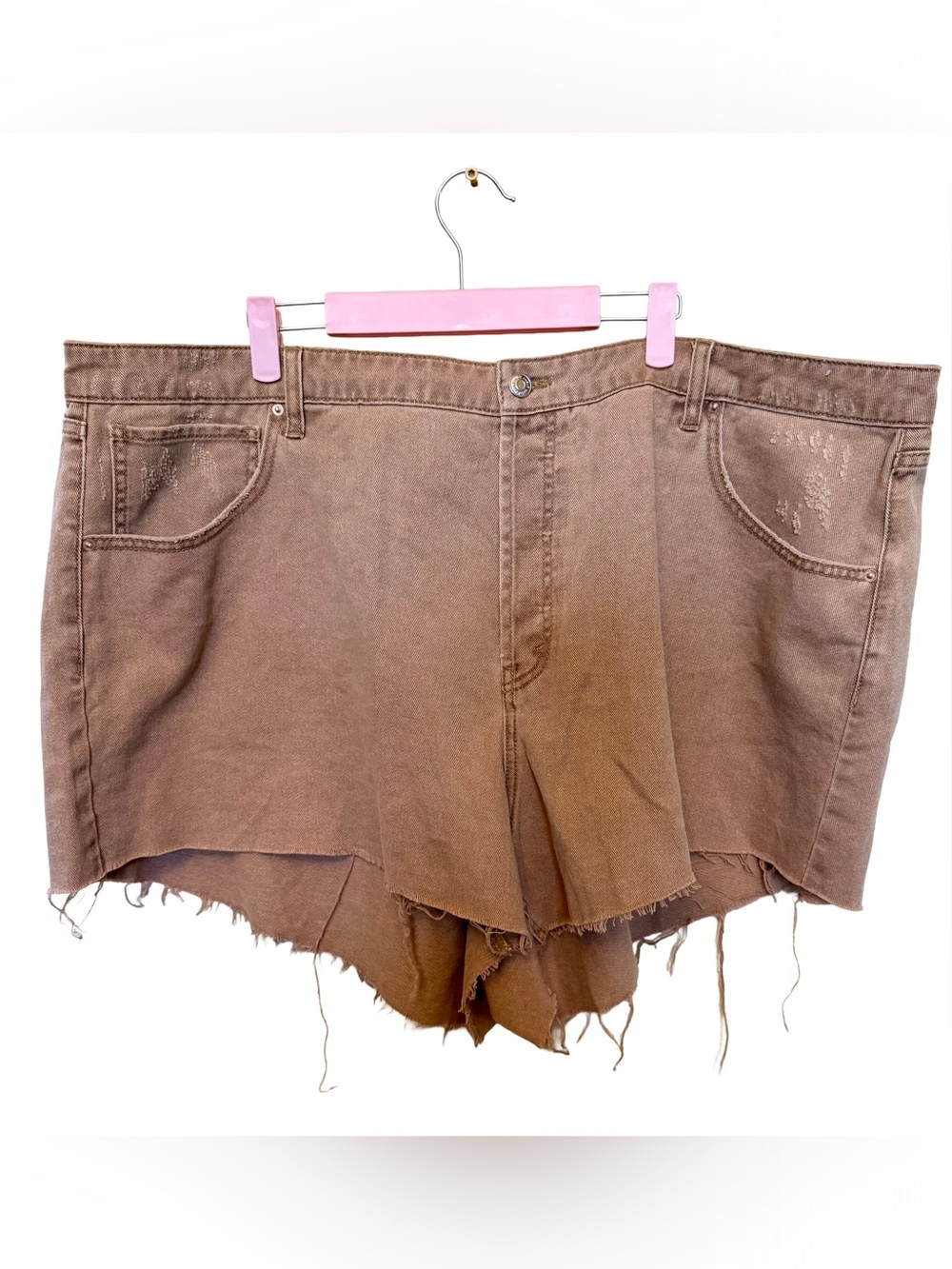 wild fable Brown Distressed Raw-Hem Denim Shorts